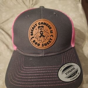 Gray and Pink Breast Cancer Cap